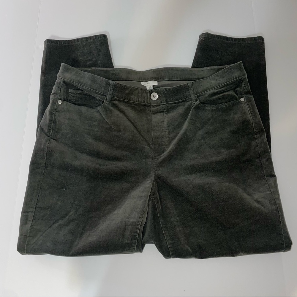 J.‎ Jill Women's Pants Corduroy Olive Green Size XL  16 Slim Leg Holiday - Picture 2 of 10